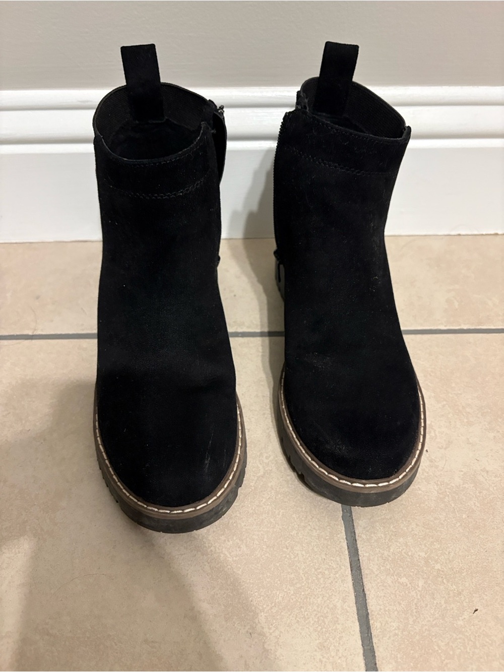 Black Faux Suede Chelsea Boots